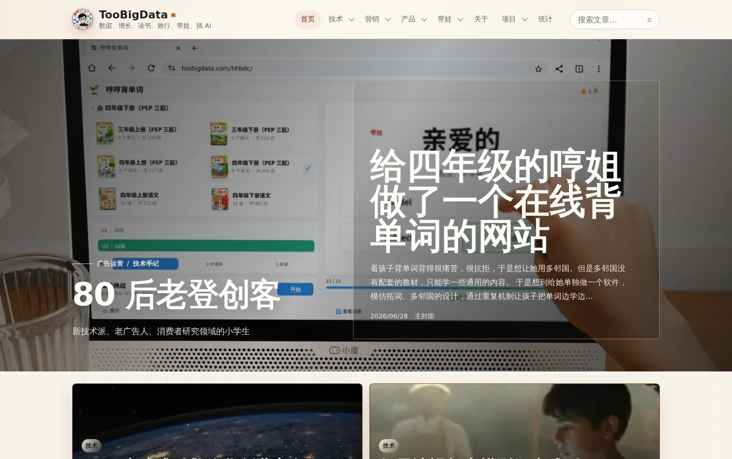 TooBigData 页面快照